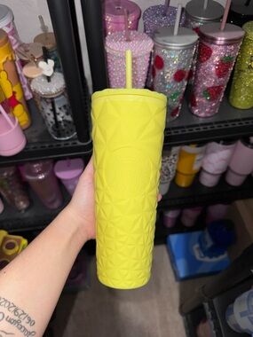 Starbucks Neon Yellow Textured Tumbler with Straw